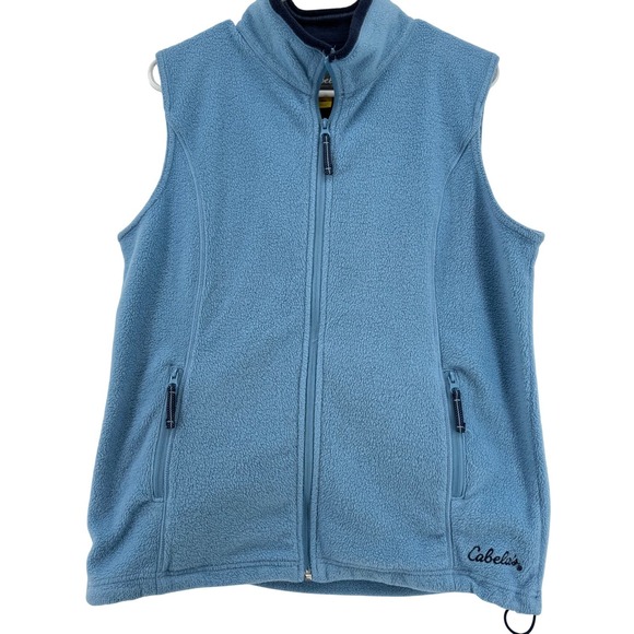 Cabelas Womens Fleece Outdoor Sporty Corpcore Vest Blue Full Zip Pockets Size M - Picture 6 of 13